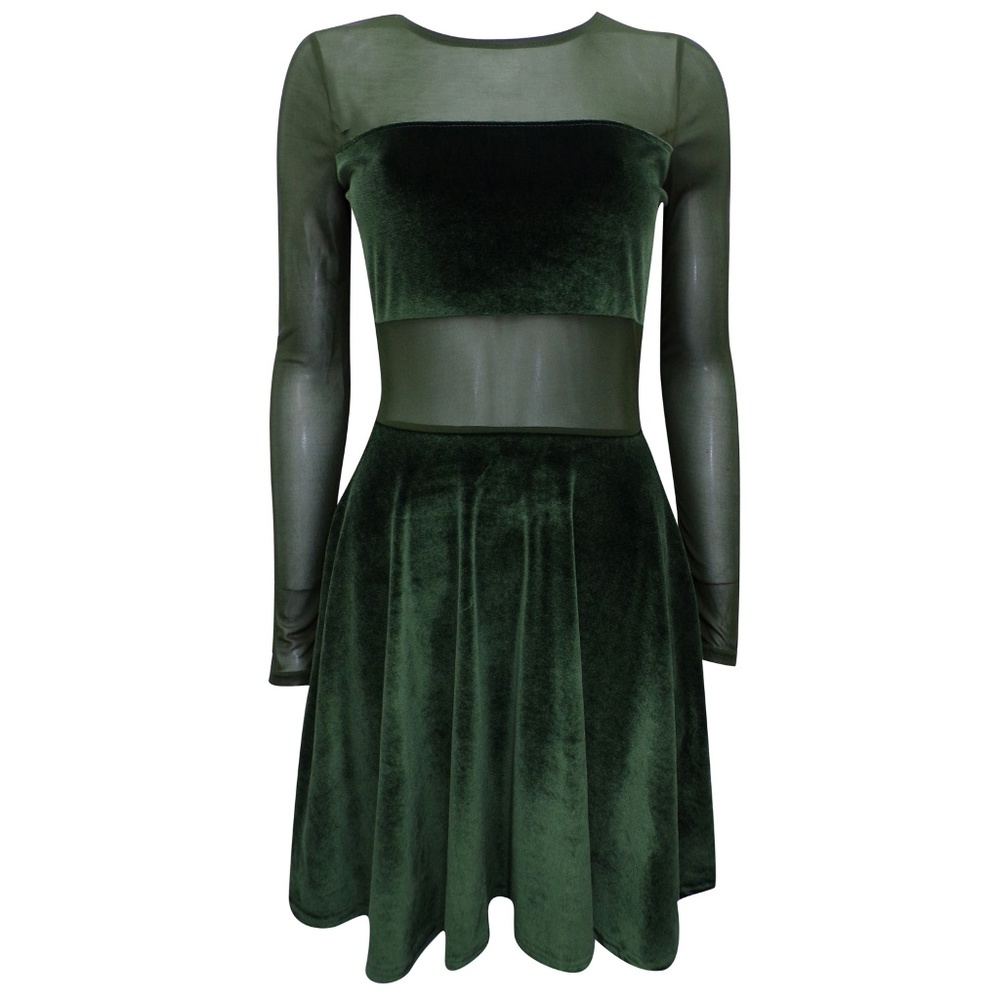 MISSGUIDED velvet and mesh skater dress - Picture 4 of 7